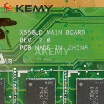 Akmey X550LN Nešiojamojo kompiuterio motininė plokštė, Skirta Asus X550LD A550L Y581L W518L X550LN Bandymo originalus mainboard I7-4500U 4GB-RAM GT840M