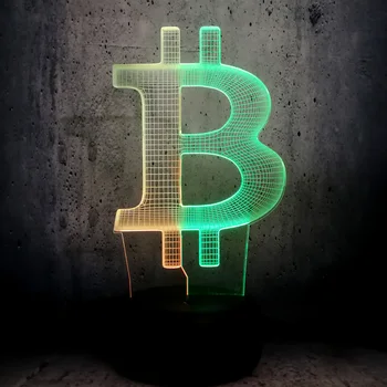Akrilo Bitcoin Mixcolor 3D LEMPOS Nuotaika Naktį Šviesos RGB LED Apšvietimas, USB Touch Bazės Lentelė Stalo Šalia Dekoratyvinis
