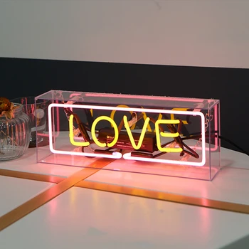 Akrilo Stiklas, LED Neon Light Box Kalėdų Šalis Atostogų Apdailos Kūrybos Neoninės Lempos Namo Kambario Dekoro Juosta Neoninis Ženklas Užsakymą
