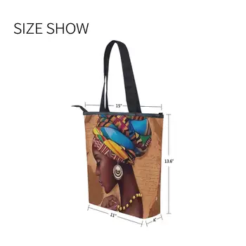 ALAZA Peties Pirkinių Krepšiai Moterų Juodosios Afrikos Amerikos Meno Merginos Nešti Maišą Ponios Krepšiai Moterys Ekologinio Drobės Shopper Bag prekes karštos