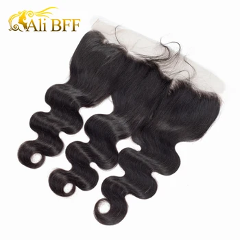 ALI BFF Žmogaus Plaukų, Kūno Bangų Paketų Su Priekinės 3 Ryšulius Brazilijos Plaukų Ryšulius Su Priekinės 13x4 PrePlucked Remy Plaukų