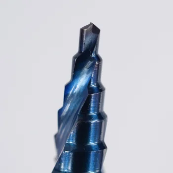 ALLSOME 3PCS 4-12/20/32mm HSS Spiralės Išdrožomis Centras Kieto Karbido Grąžtas P6M5 Super Blue Nano Danga Žingsnis Kūgio formos Grąžtas