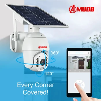 AMUDB 4G SIM Kortelės 1080P IP Kamera, WIFI, 8W Saulės baterijomis Baterija, Apsaugos Kamera, Lauko PTZ VAIZDO Kameros Smart Security Monitor