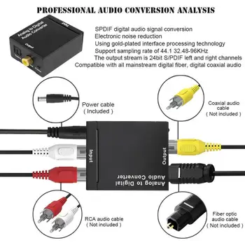Analoginės prie Skaitmeninės ADC Keitiklis Optinis Koaksialinis RCA Toslink SPDIF Adapteris TV Signalo Garso Garso Adapteris