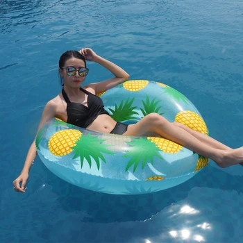 Ananasų Spausdinti Vamzdis 105CM Milžinišką Moterų Plaukimo Žiedas Pripučiamas Baseinas Plaukti Lauko Vasaros Vandens Šalis, Žaislai, Oro Čiužinys, boia
