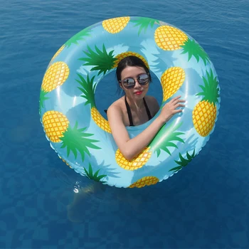 Ananasų Spausdinti Vamzdis 105CM Milžinišką Moterų Plaukimo Žiedas Pripučiamas Baseinas Plaukti Lauko Vasaros Vandens Šalis, Žaislai, Oro Čiužinys, boia