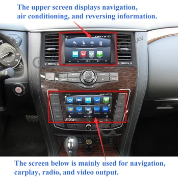 Android 10.0 Dvigubas Ekranas Naujų Automobilių Radijo DVD Grotuvas, infiniti QX80 Nissan Patrol Y62 2010-2020 M. automagnetolos, GPS Navigacijos