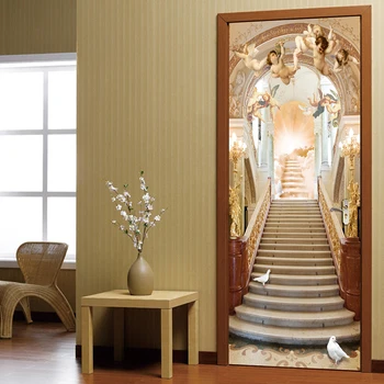 Angel Laiptai Europos Stiliaus 3D Tapetai, Freskos Viešbučio Kambarį Miegamojo Durų Lipdukas Namų Puošybai PVC Vinilo Tapetai Roll