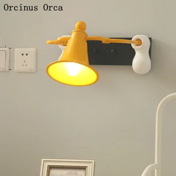 Animacinių filmų kūrybos bell sienos lempa, Berniukas, Mergaitė, Miegamojo, vaikų kambario lempos Amerikos mielas geltonas LED sienos lempos