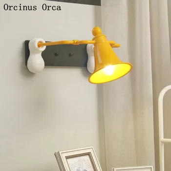 Animacinių filmų kūrybos bell sienos lempa, Berniukas, Mergaitė, Miegamojo, vaikų kambario lempos Amerikos mielas geltonas LED sienos lempos