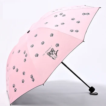 Animacinių filmų kūrybos vaikų skėtis nuo saulės sunny skėtis vinilo mažų šviežių katės letena pėsčiųjų sulankstomas skėtis nuo saulės