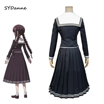 Anime Danganronpa Dangan-Ronpa 2 Toko Fukawa Cosplay Kostiumų Mergaitės Mokyklinę Uniformą Kostiumas Su Perukas, Akiniai