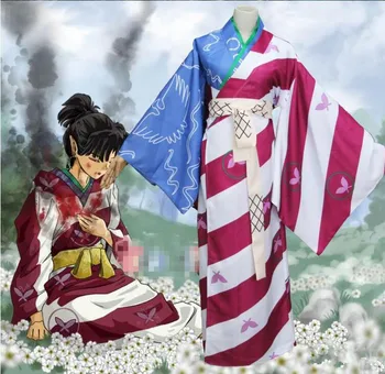 Anime! Inuyasha Kagura Vienodas Cosplay Kostiumų Atidarymo Virvės Mazgas ir Baigiant Ratą Drugelis Spausdinimo Kimono Nemokamas Pristatymas