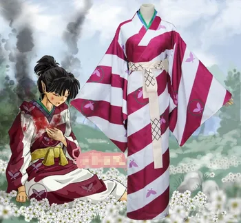 Anime! Inuyasha Kagura Vienodas Cosplay Kostiumų Atidarymo Virvės Mazgas ir Baigiant Ratą Drugelis Spausdinimo Kimono Nemokamas Pristatymas