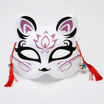 Anime, Japonų Rankomis Dažyti Fox Kaukė Pusę Veido Pvc Fox Mask Maskuotis Festivalis Kitsune Cosplay Kostiumai, Kaukes su Kutas Varpai