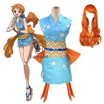 Anime One Piece Nami Yukata Wano Šalies Cosplay Kostiumų Moterų, Mergaičių Kimono Helovinas Pritaikyti Kostiumai