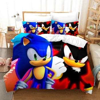 Anime Sonic The Hedgehog Animacinių Filmų Patalynės Komplektas Minkšta Antklode Padengti Užvalkalas Šalikas Padengti Namų Tekstilės Twin Visą Karalienė King Size