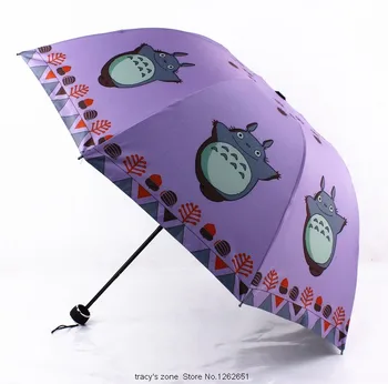 Anime studio ghibli totoro UV apsauga, skėtis juoda danga tris lankstymo Apollo ombrello rankiniu būdu ir vyrams, ir moterims