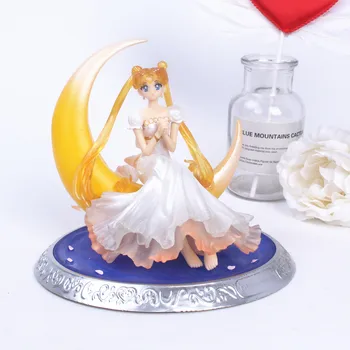 Anime Super Sailor Moon lėlės Usagi Tsukino PVC Veiksmų Skaičius, Sparnai Pyragas Apdaila Kolekcijos Modelis Žaislas, Lėlė T30