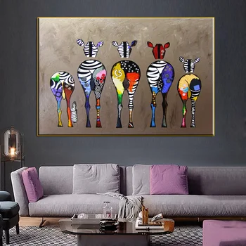 Anotacija spalvinga zebra HD spausdinimo ant drobės tapybos gyvūnų sienos meno spaudinius ir plakatai kambarį namo apdaila nuotraukas