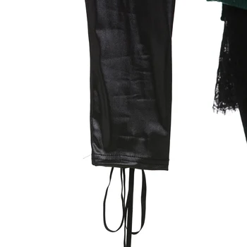 Antblauzdžiai Kelnės Tvarstis Moterų Pavasario Juodas Plonas Nėrinių-Up Streetwear Liesas Mados Seksualus Atsitiktinis Harajuku Goth Kelnės