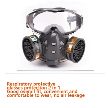 Anti-Dulkių, Dujų Kaukė Su Saugos Glasse Pusiau Pilna Veido Kaukės Nustatyti Dažų Purkštuvu Cheminių Pesticidų Apdailos Respiratorius Su Filtru