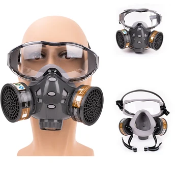 Anti-Dulkių, Dujų Kaukė Su Saugos Glasse Pusiau Pilna Veido Kaukės Nustatyti Dažų Purkštuvu Cheminių Pesticidų Apdailos Respiratorius Su Filtru