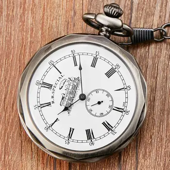 Antikvariniai Sidabro Londono Kišenėje & Fob Laikrodžiai Vertus Vėjo Skeletas Vyrų, Moterų, Mechaninė Kišeninio Laikrodžio Su Pakabukas Grandinės Karoliai