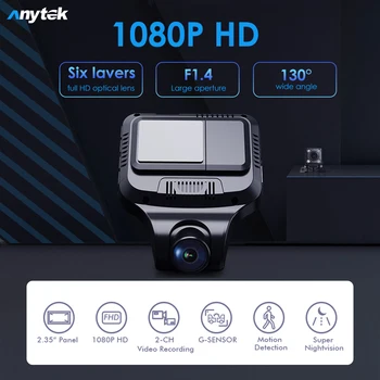 Anytek T99 1080P HD Car DVR vaizdo Kameros prietaisų Skydelio 2.35 colių IPS Ekranas, Naktinio Matymo Dashcam su galinio vaizdo Kamera