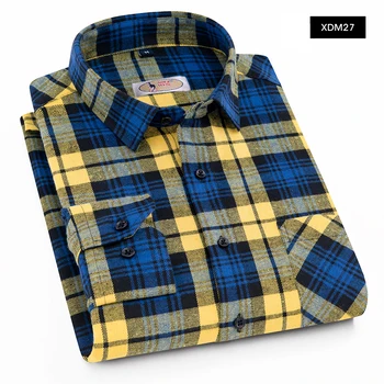 AOLIWEN2019 Mados Vyrų Atsitiktinis Pledas ilgomis Rankovėmis Marškinėliai Raukšlių 40% Medvilnės Pledas marškiniai, paltai viršuje pavasarį ir rudenį dydis M-5XL