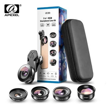APEXEL HD 5 in 1 Telefonų kameros Lęšis 4K Wide macro portretas super 