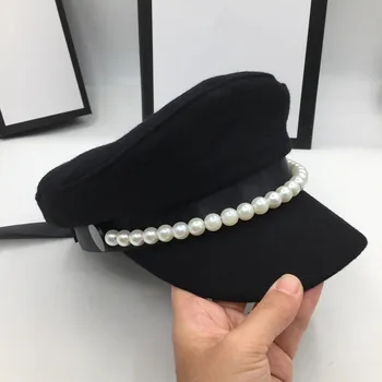 Apie web garsenybių stilius vilnos karinio jūrų laivyno skrybėlę populiarus perlų apdaila elegantiškas mados bžūp bowknot yra šviesos ir apdaila Skydeliai