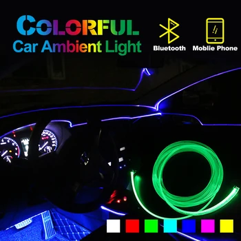 Aplinkos Šviesos Automobilių Atmosfera Šviesos Lempos APP Kontrolės 8 spalvos 