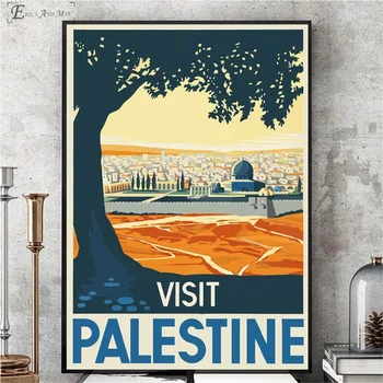 Apsilankykite Palestina, Peru Kraštovaizdžio Derliaus Plakatas Spaudinių Naftos Tapyba Ant Drobės, Sienos Meno Freskomis Nuotraukas Kambarį Apdaila