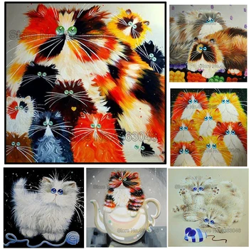 Apvalūs/Kvadratiniai vertus amatų spalvinga katės 