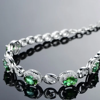 Apyrankės Moterims Bangles Sterlingas Sidabro 925 Fine Jewelry Ovalo formos Žalios korėjos Stiliaus Mielas Partijos Meilės Dovanos