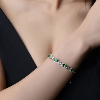Apyrankės Moterims Bangles Sterlingas Sidabro 925 Fine Jewelry Ovalo formos Žalios korėjos Stiliaus Mielas Partijos Meilės Dovanos