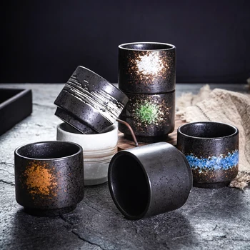 Arabijos Kavos Puodeliai Juodosios Keramikos Retro Arbatos Set Home Spalva Sake Vandens Indai Draugas Geriamojo Patys Puodeliai Aukštos Kokybės Unikali Dovana