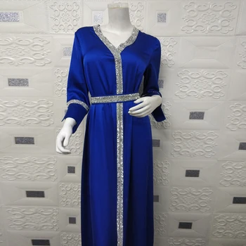 Arabų Abaja Suknelė Moterims Mados Etninės Diamond V-Kaklo, Ilgomis Rankovėmis Maxi Suknelės Turkijos, Maroko Islamo Drabužių 2020 M. Rudenį