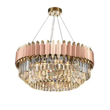 Art Deco LED Krištolo, Nerūdijančio Plieno Rose Gold Ovalo formos Pakabukas Žiburiai.Pakabukas šviesos Pakabos Šviestuvas Lampen Už Valgomasis Kambarys