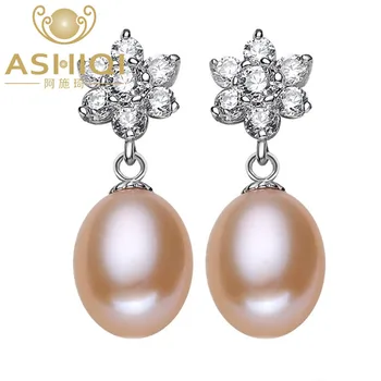 ASHIQI nekilnojamojo natūralių gėlavandenių perlų lašas auskarai papuošalai moterims, dovana