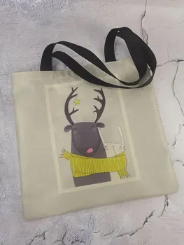 Asmenybės Praktinis Moterų Pirkinių Maišeliai 2020 M. Pardavimo Animacinių Filmų Antilopių Spausdinti Lino Rankinės Ekologinio Draugiškas Custom Modelis Tote Bag