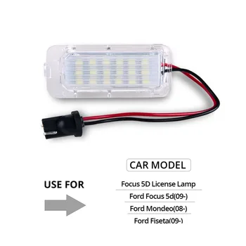 ATcomm 2vnt Klaidų LED Automobilių Licenciją Plokštelės Šviesos 12V 6500K Auto Numerį Lempa Ford Fiesta/Focus 5D/Mondeo