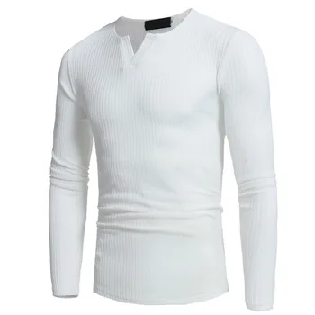 Atsitiktinis Juokinga Grynas marškinėliai White Black ilgomis Rankovėmis Medvilnės Marškinėliai Žiemos Mados Prekės ženklo Kietas Street V Kaklo T-Shirt Mens Viršūnės