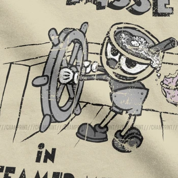 Atsitiktinis Virtos Pienu, Latte Cuphead T-Shirt Vyrai Medvilnės T Shirts Žaidimas Mugman Taurės Pelės Animacinių Filmų Animacija Žaidėjus Trumpas Rankovės Tees
