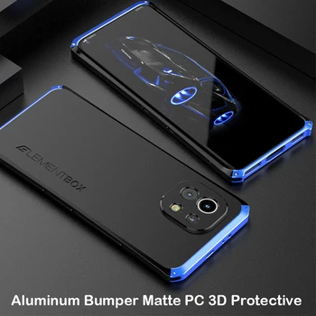 Atsparus smūgiams Metalo Šarvai Atveju Xiaomi Mi 11 5G Prabanga Atveju Aliuminio Bamperis Matinis PC Apsauginis Telefono Dangtelis Coque