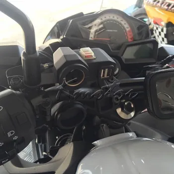 Atsparus vandeniui Motociklo Dual USB Įkroviklis, Cigarečių degiklio Mobilųjį telefoną, GPS, MP3 Įkrovimo Adapteris Su Jungikliu Automobilio ATV Dirt Bike