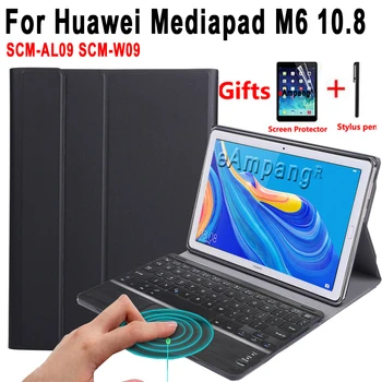 Atveju, Huawei Mediapad M6 10.8 Pro SPP-AL09 SPP-W09 su Touchpad Klaviatūra Nuimamas Bluetooth Manipuliatorius Odos dangą, Shell