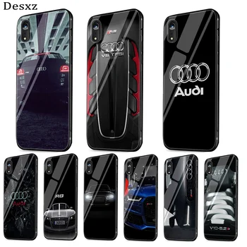 Audi Automobilių Grūdintas Stiklas Telefono dėklas skirtas Iphone 11 12 mini Pro Max X XS MAX XR SE 5 5s 8 7 Plius 6 Dangtis