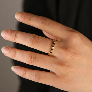 Aukso spalvos juosta žiedas moterims starburst cz dizainas paprastas, klasikinis mados juvelyrika